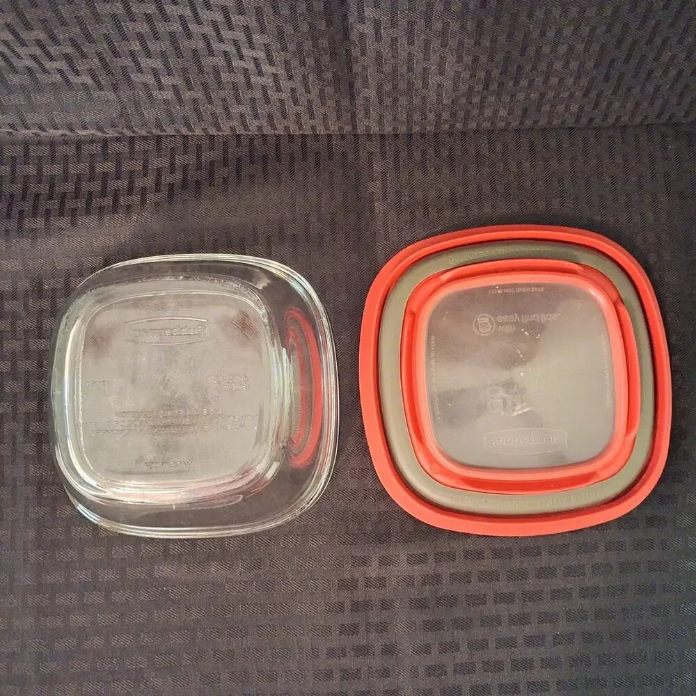 Rubbermaid Glass Food Storage Container with Lid 4 Cup 7N63 Red